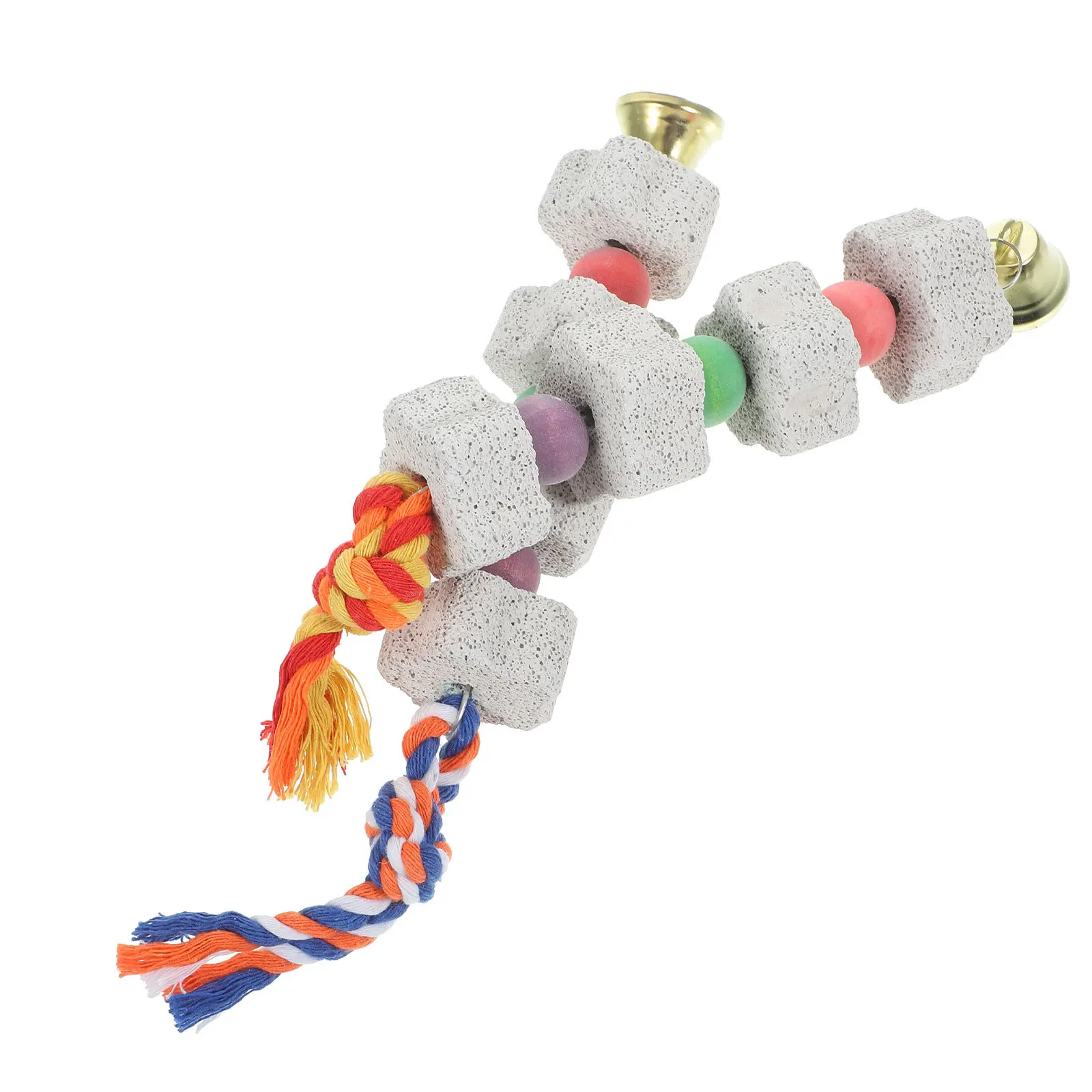 2 قطعة منقار طحن الحجارة شكل نجمة المعدنية مضغ الدائري ل الببغاء الببغاء الببغاء الطيور مع جرس الحواف الزخرفية #5