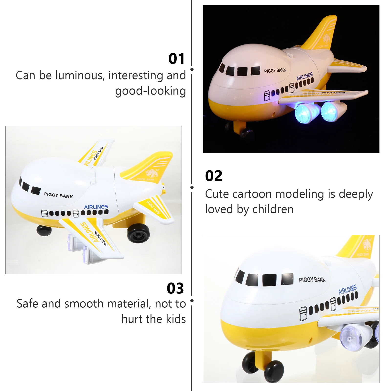 

Face Recognition Piggy Bank Toy White Plane Savings Coin Banks for Kids Toddler Child Educational Cartoon Saving Pot Plane Toys