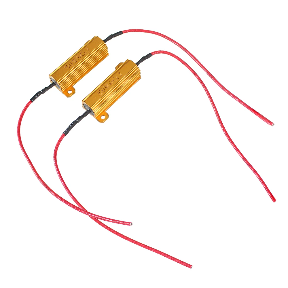 2 Set 50W resistor LED aluminium daya logam Resistor cangkang 6ohm 8ohm 10ohm dekoder LED resistor beban mobil