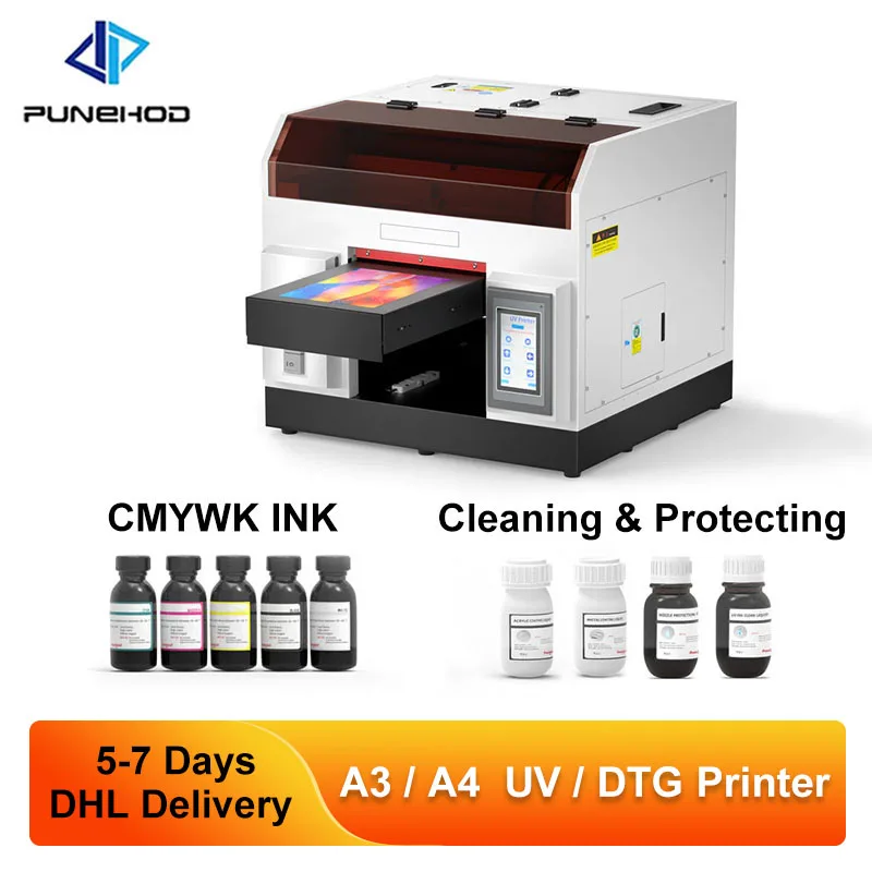 UV Printer A3 A4 DTG Printer Direct To Garment Flatbed R1390 L800 Direct DIY T-Shirts Printing On Phone Case Bottle Wood Metal