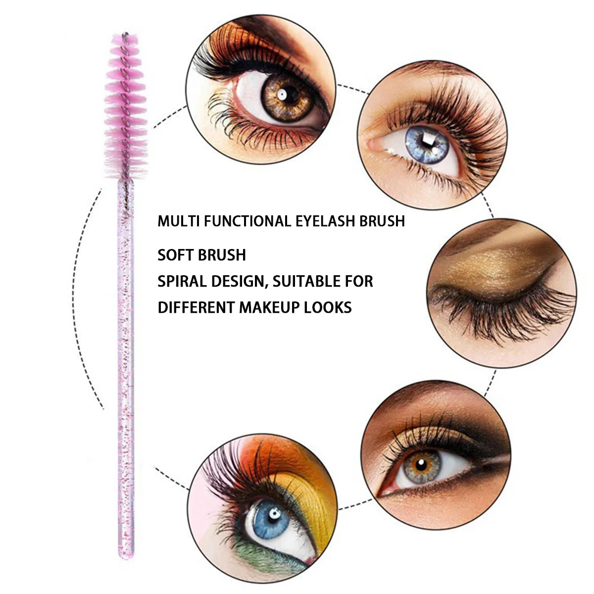 100pcs Crystal Disposable Eyelash Brushes Spoolies Micro Lash Mascara Wands Combs Wholesale For Lashes Extension Makeup Tool