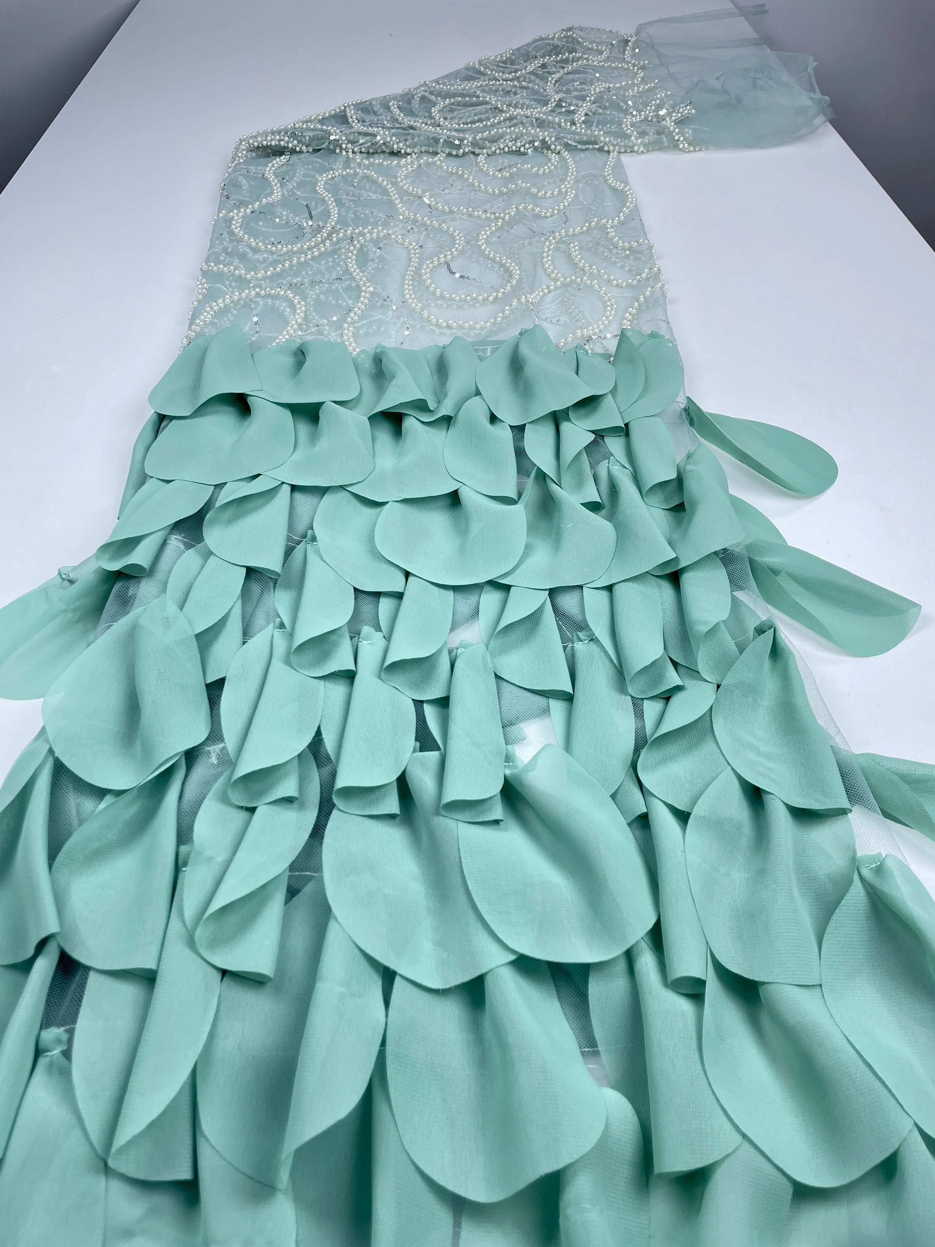 African 3D Heavy Beaded Lace Fabric 2026 Bridal Material Fabric High Quality French Sequin Tulle Lace for Wedding Party Dress