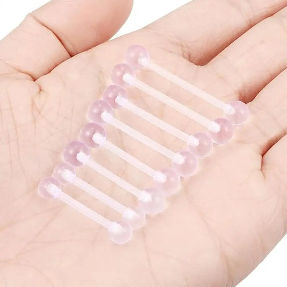 8Pcs Set Nipple Piercing Jewelry Clear Nipple Rings for Surgery Acrylic Tongue Rings Retainer Bar Length 14mm 16mm 18mm 22mm