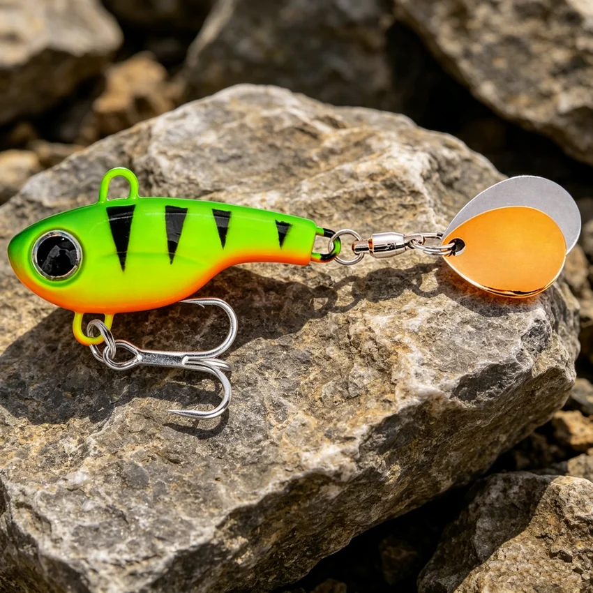 1PCS Metall Spinner Köder Metall VIB Angeln Locken 20g 17g-8g 5g Rotierenden schwanz Vibration Pailletten Japan Wobbler Trolling Köder Pesca