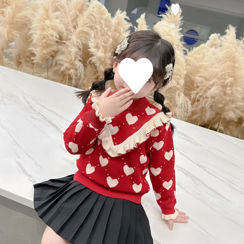 Christmas Sheer Warm Sweaters Kids Pullover Trendy Tops Girls Autumn Winter Children Knitted Tops