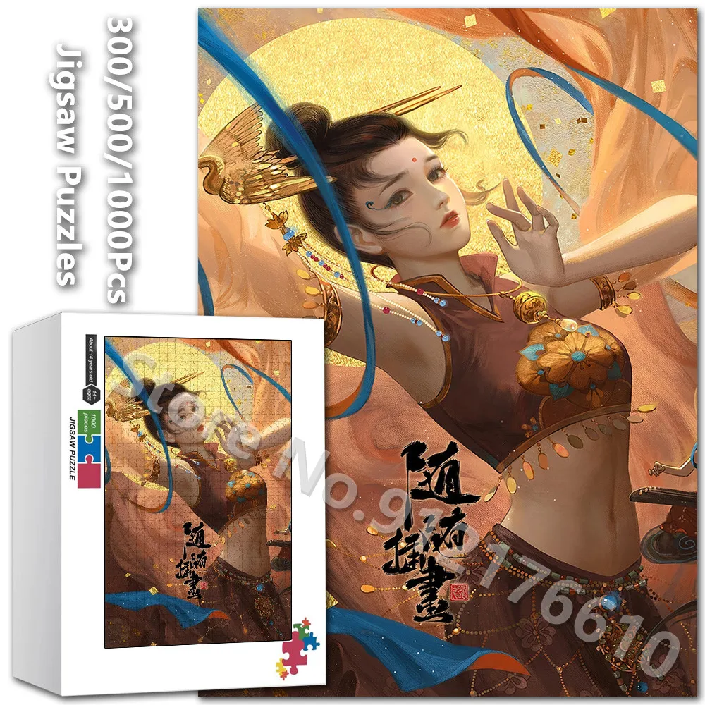 

Chinese Mythology Girls Jigsaw Puzzles 300/500/1000 Pieces Dunhuang Flying Fairy Paper Puzzles Decompress Educational Adult Toys