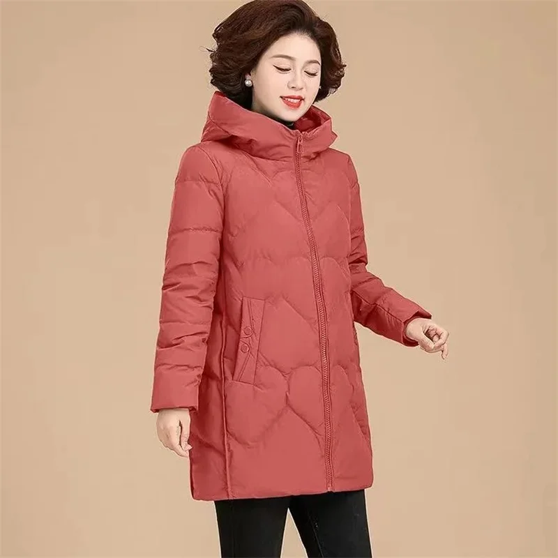 เสื้อโค้ทกันหนาวแฟชั่นผู้หญิง ฤดูใบไม้ร่วง ฤดูหนาว ปี 2025 ไซส์ใหญ่ 4XL แจ็คเก็ตพาร์กา สไตล์เกาหลี มีฮู้ด บุผ้าฝ้าย
