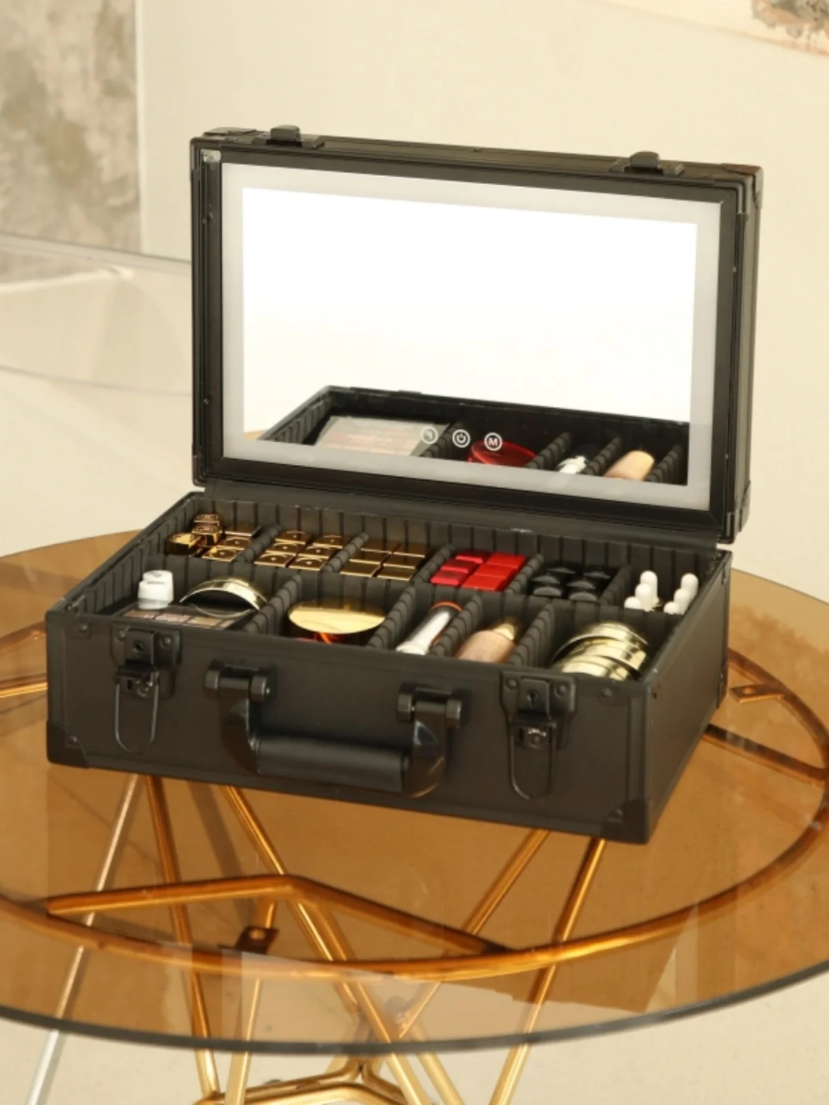 

Portable eup Bag with Light Profional Wedding Follow-Up eup Storage Tool Box Convenient Storage Beau Equipment