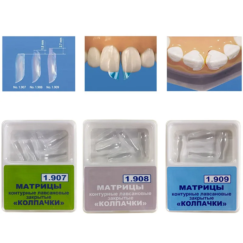 10 pz/scatola Dental Clear Matrix Bands matrici anteriori Bow BT matrici anteriori materiali per il restauro dei denti dentali in stile Bioclear