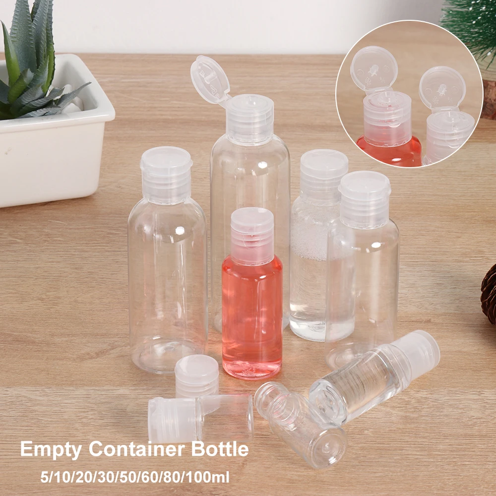 5-100ml Transparent Empty Bottle Portable Travel Refillable Plastic Jar Lotion Shampoo Shower Gel Bottle Cosmetics Container