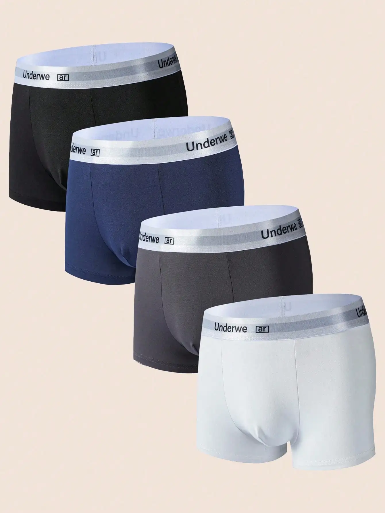 

Мужские трусы-боксеры, 4 шт., с эластичным поясом, однотонные