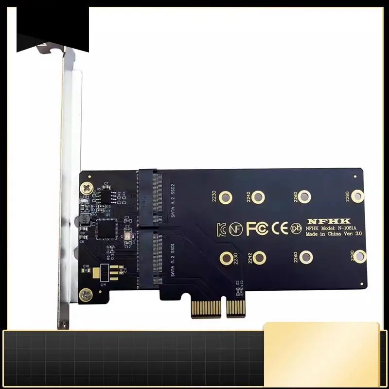 N33R-PCI-E To M2 Adapter PCI Express X1 2 Port B Key M.2 NGFF SATA SSD Adapter PCIE M2 Adapter Expansion Card Riser Card
