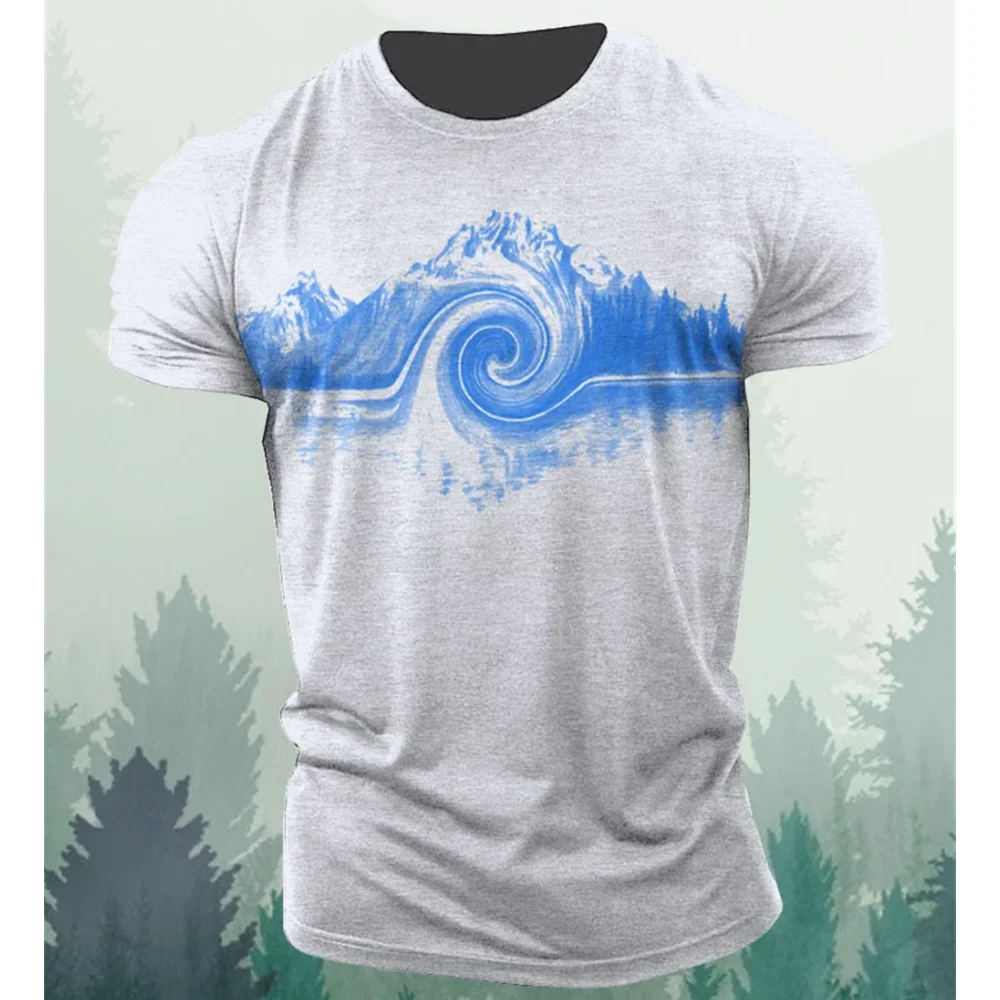 2023 T-Shirt für Männer Berg muster 3D-Druck Herren T-Shirt lose übergroße Shirt Mode Top Sport T-Shirts Straße Freizeit kleidung