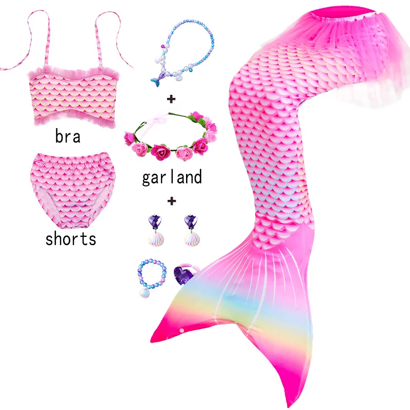 Coda di sirena per bambini per ragazze Costume da bagno a sirena per il nuoto Costume da Bikini da spiaggia per bambini per il regalo della festa in piscina di compleanno