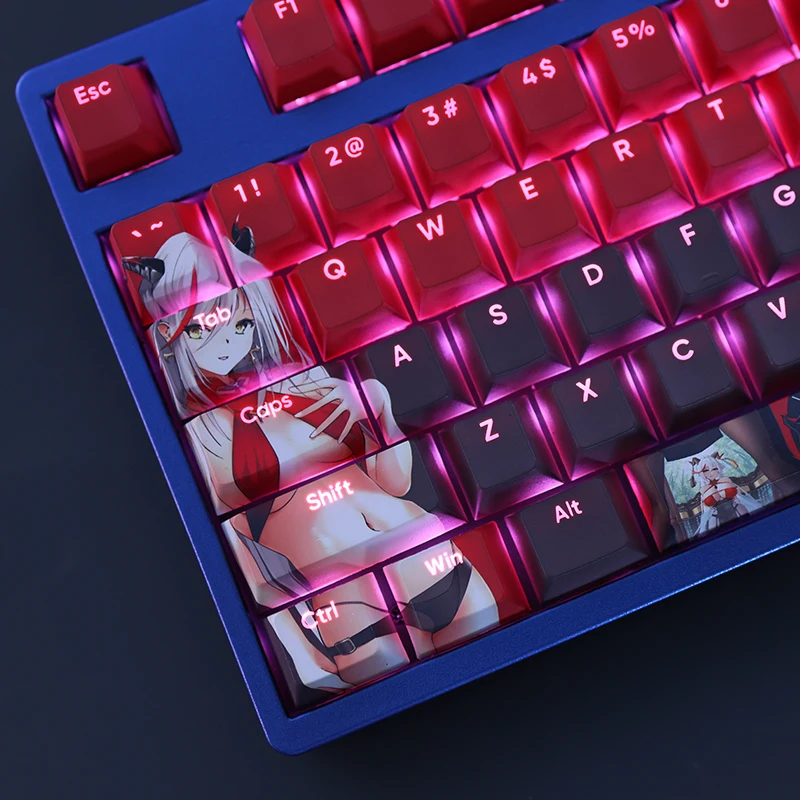 108 مفاتيح/مجموعة Azur Lane KMS Agir Keycap PBT صبغ الفرعية الخلفية أغطية المفاتيح الكرتون أنيمي الألعاب مفتاح قبعات ل ANSI 61 87 104 108 لوحات المفاتيح