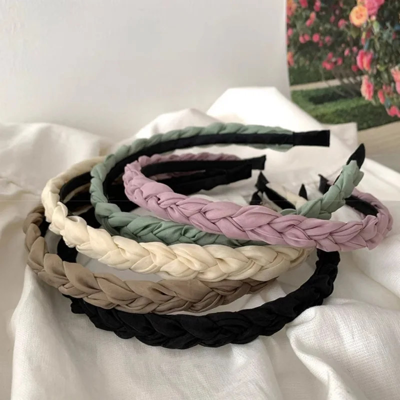 French Retro Elegant Knot And Twist Pure Color Hair Band Simple Temperament High Cranial Top Hair Band Hair Accessories  Female