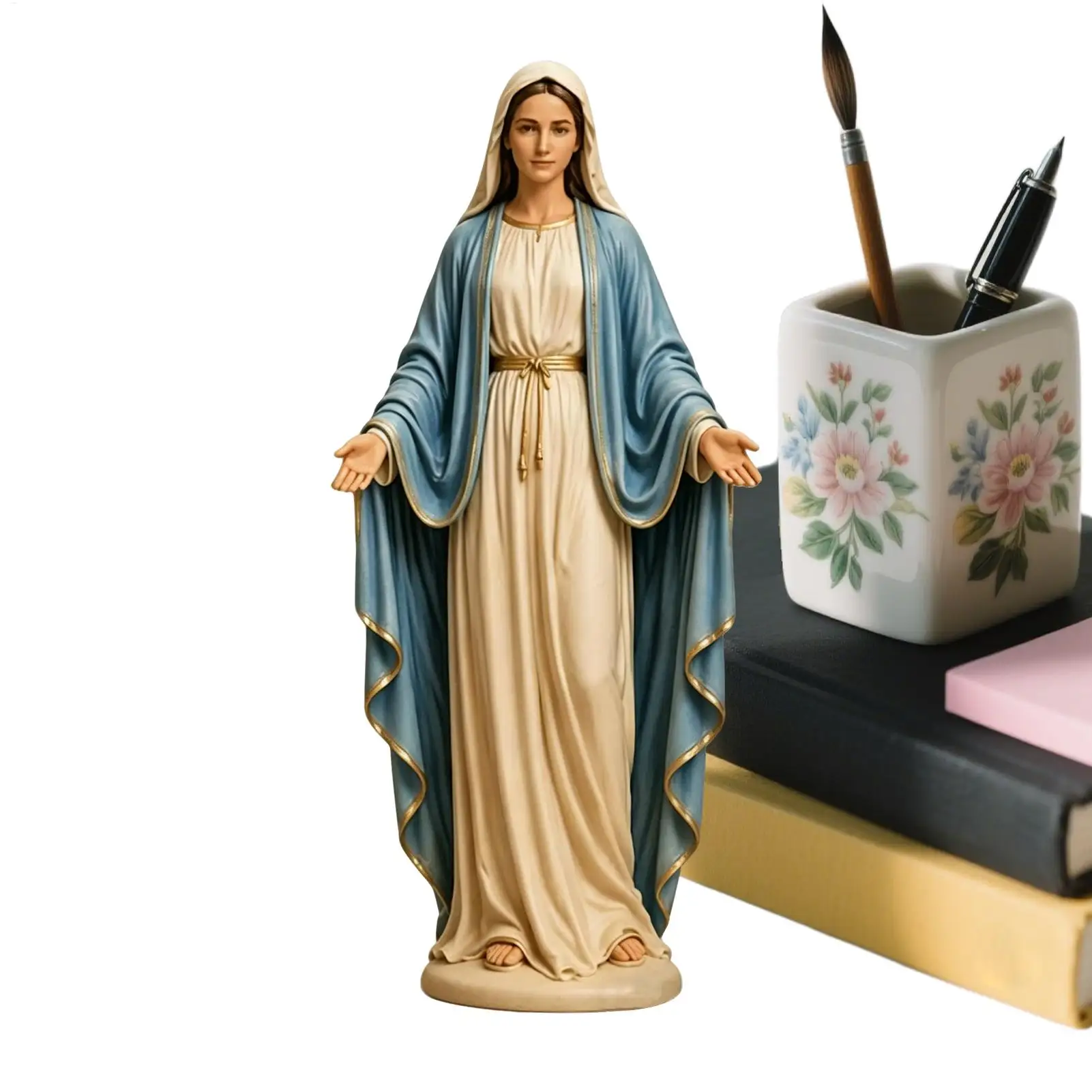 Estátua Colecionável de Resina da Virgem Maria de 12CM, Mãe Abençoada, Estátua Religiosa Católica para Oração Cristã, Presente para Altar, Decoração de Casa