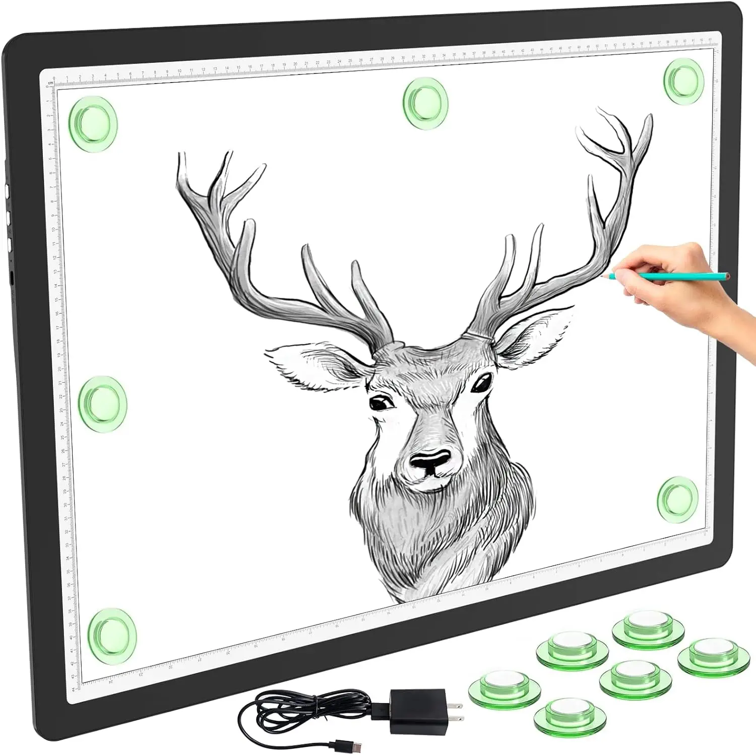

A2 Light Pad 25.2x18.4in, 3-Color Modes Light Box for Tracing Drawing, USB Powered Artcraft Light Table with Magnets