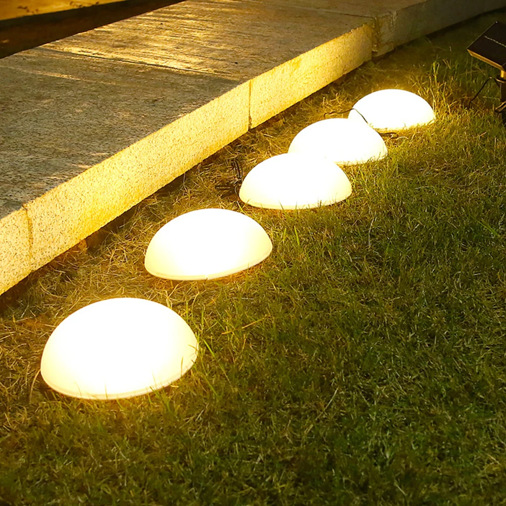 Confezione da 5 luci solari da giardino a LED luci solari a terra con pannello solare in silicone amorfo interruttore manuale lampada da giardino a cupola per cortile