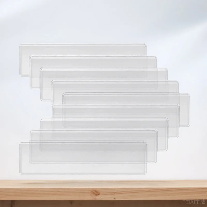 50Pcs Folder Label Sticker Clear Adhesive Pockets for Index Cards Business Card Organizer Plastic Sleeves Classroom Office