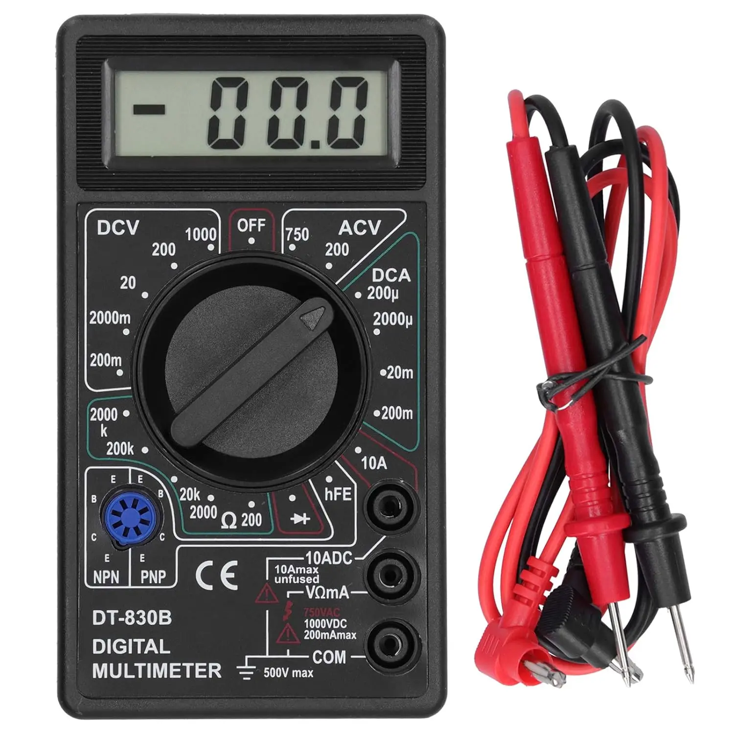 Digitale multimetertester, DT830B elektrische voltmeter ampèremeter, draagbare voltmultimeter, auto-accutester circuittester