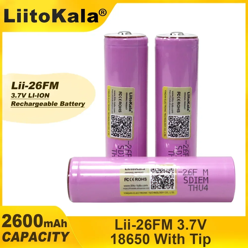 Liitokala 100% Original 3,7 V 18650 2600mAh ICR18650-26FM con punta batería de litio batería de herramienta eléctrica recargable