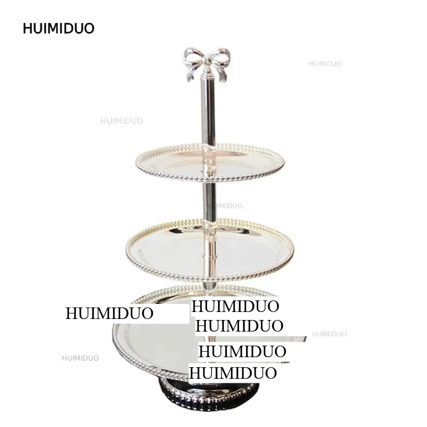 High-grade 2/3 Layers Dessert Tray Silver Plated Round Metal Cake Stand Cupcake Tray Wedding Party Decoration Cake Display Stand