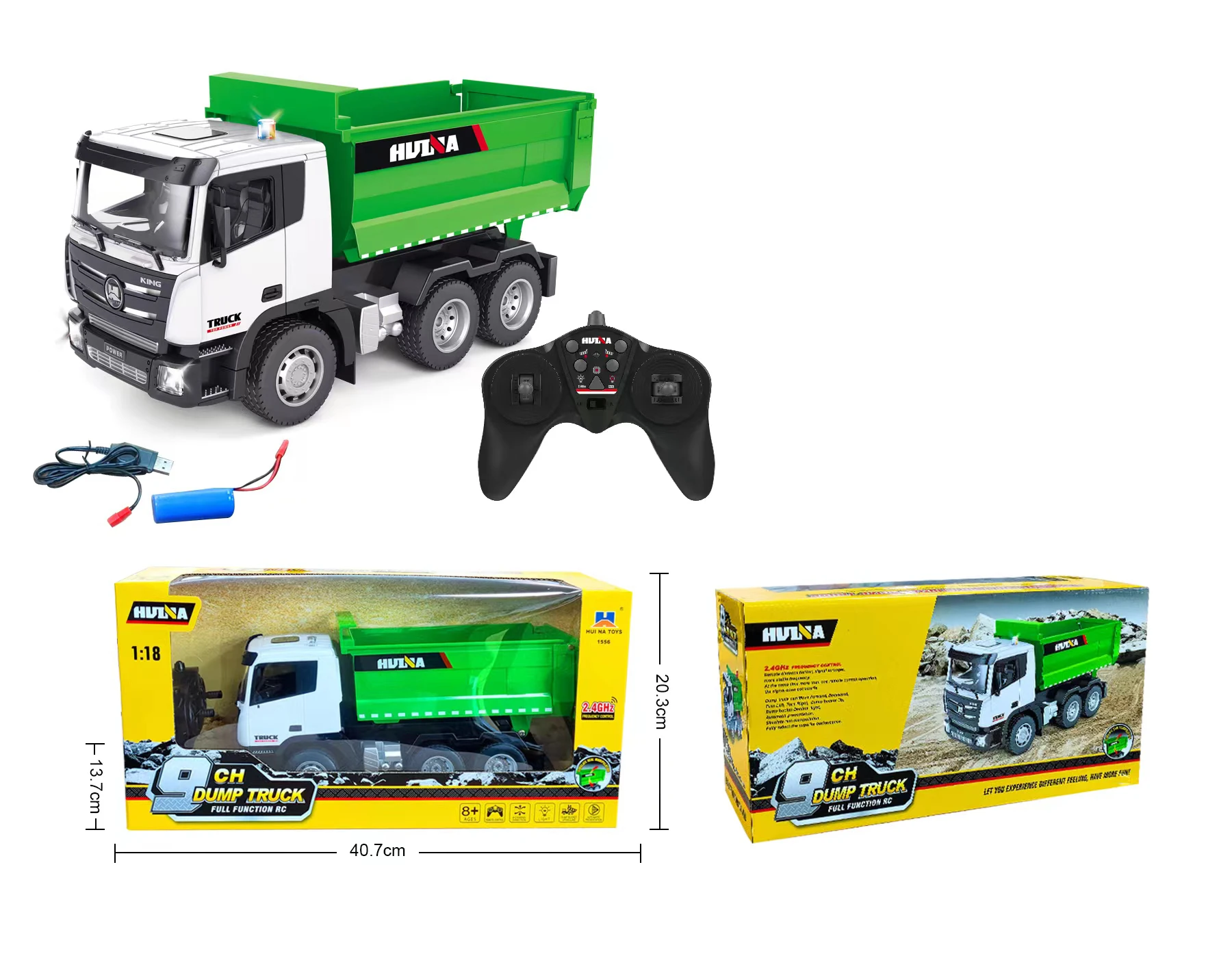 Huina 332 1:18 RC Tipper Truck Remote Control Simulation Engineering 2.4G Six-Channel Remote Control Dump Truck Boys Toys Gifts