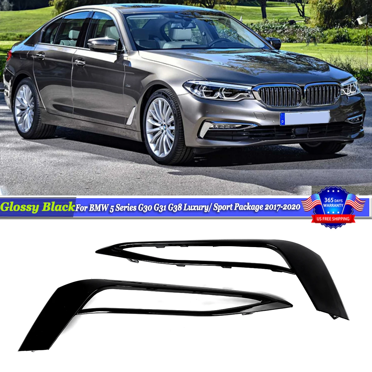 Per BMW Serie 5 G30 G31 G38 518d 520i 530i 540i Sport 2017 2018 2019 2020 Cornice Copertura Faro Fendinebbia Anteriore