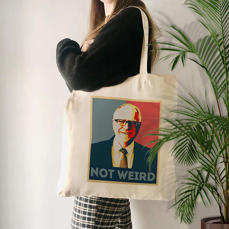 Not Weird Pattern Canvas Tote Bag Kamala Harris Supporter Gift Women Reusable Shopping Bag Supporter Shoulder Bag Trend