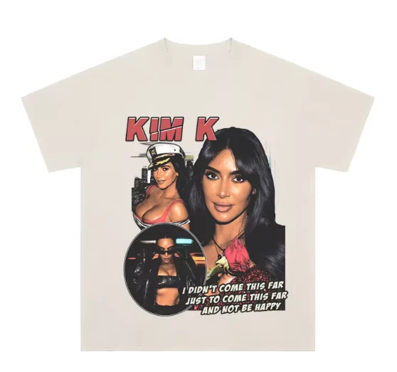 2026 Spring/Summer Kim Kardashian Tee - A Printed Short-sleeved Cotton American-style V-neck T-shirt By Kim Kardashian view 2