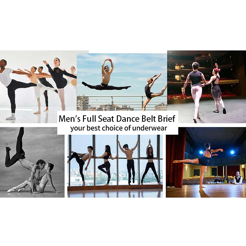 أحزمة رقص بمقعد كامل للرجال لفريق الباليه الأساسي والجمباز مع حزام خصر مطاطي واسع وبطانة للرقص