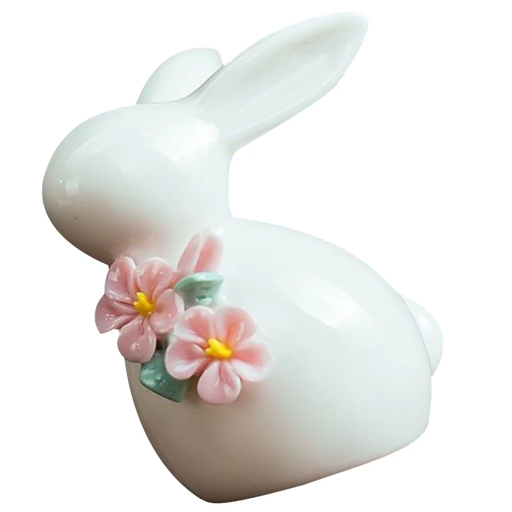

Ceramic Rabbit Porcelain Bunny Ornament Purple Flower Stylish Bunny Decoration Home Decor Garden Accent Ceramic Rabbit