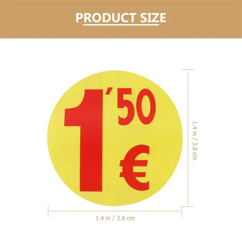 1500Pcs 1.50 Euro Ring Price Tags Price Labels Small Round Decal For Supermarket Adhesive Tags Supermarket Price Sealing
