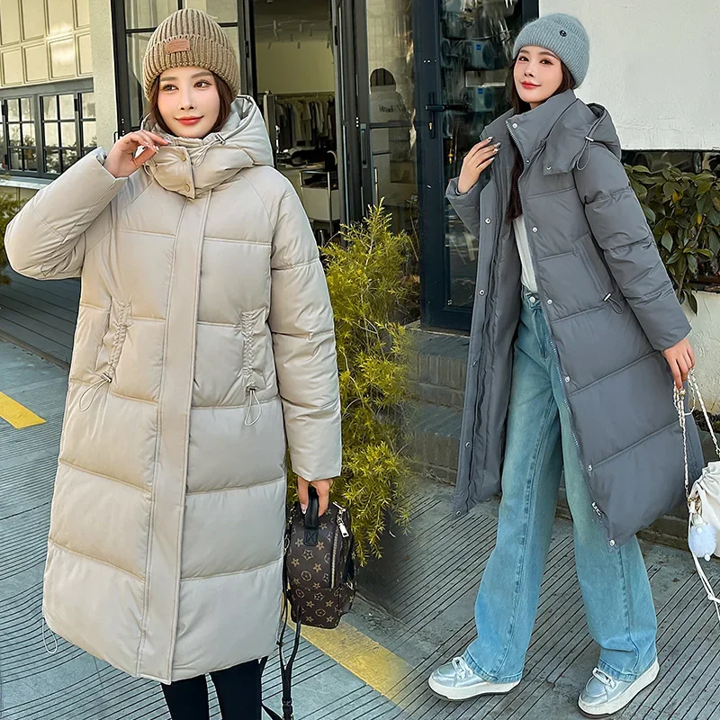 

Thickened hooded long down coat for women over the knee new winter coat for women