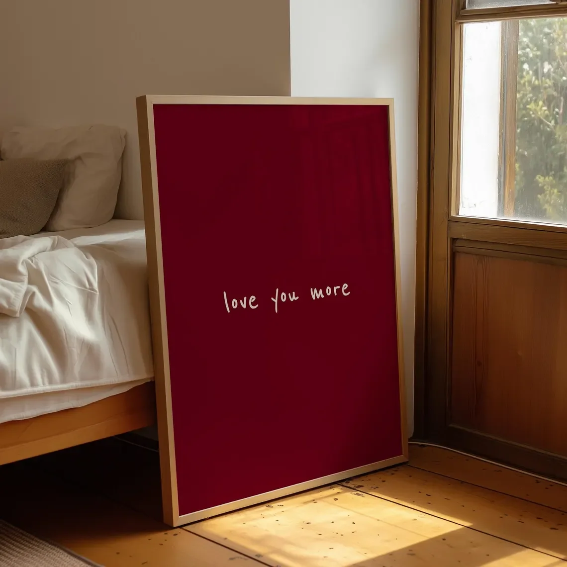 1PC frameless decorative art print,Minimalist Burgundy 