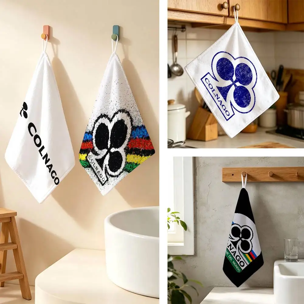 Racing C-Colnagos Bicycle Logo Household Hanging Towel Polyester Cotton Hand Wiping Towel Sturdy For Bathroom Bedroom