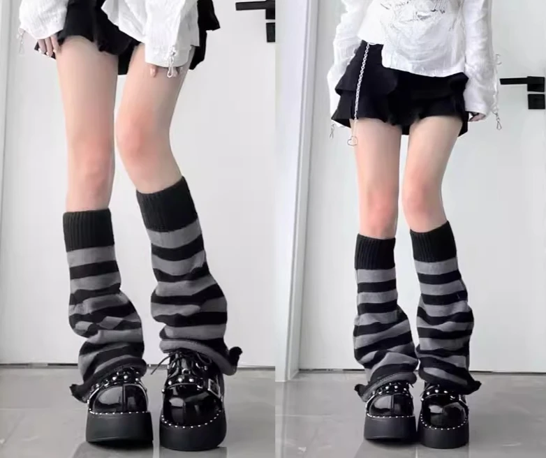 

Женские летние готические винтажные шикарные гетры в стиле JK Y2K с кружевными оборками, утепленные, до колена, в стиле Харадзюку