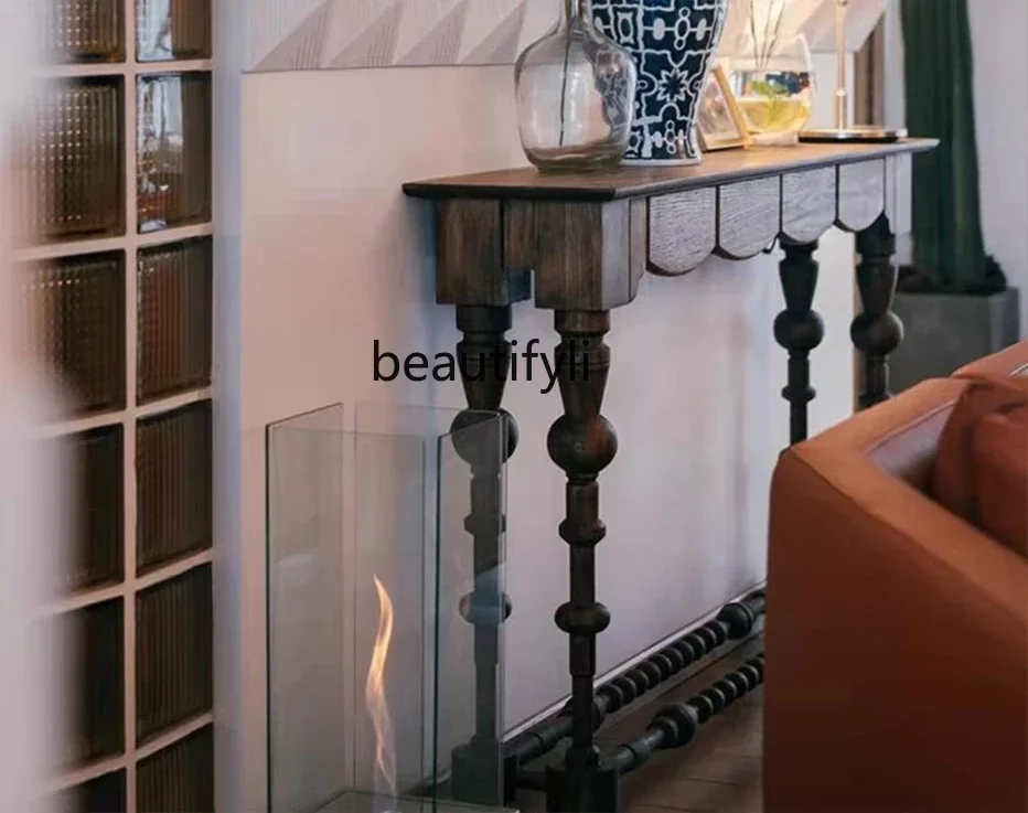 

smt14 entrance table, wall table, American solid wood light luxury foyer cabinet, dining side cabinet, decorative cabinet back f