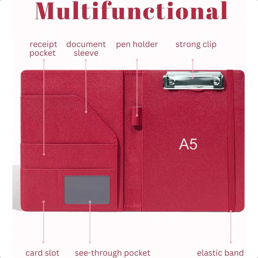 Cartella portafoglio Junior Padfolio Piccola portablocco A5 con coperchio per blocco note da 5'' x 8'' Supporto per blocco note legale per Bu