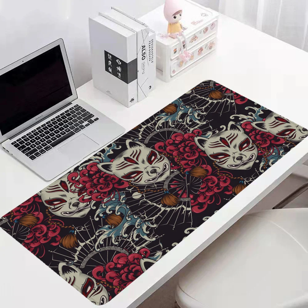 Kitsune Mask Mause Pad Gaming Mat Mouse Mats Desk Accessories Office Desktops Mousepad Gamer 900x400 Keyboard Extended Xxl Setup