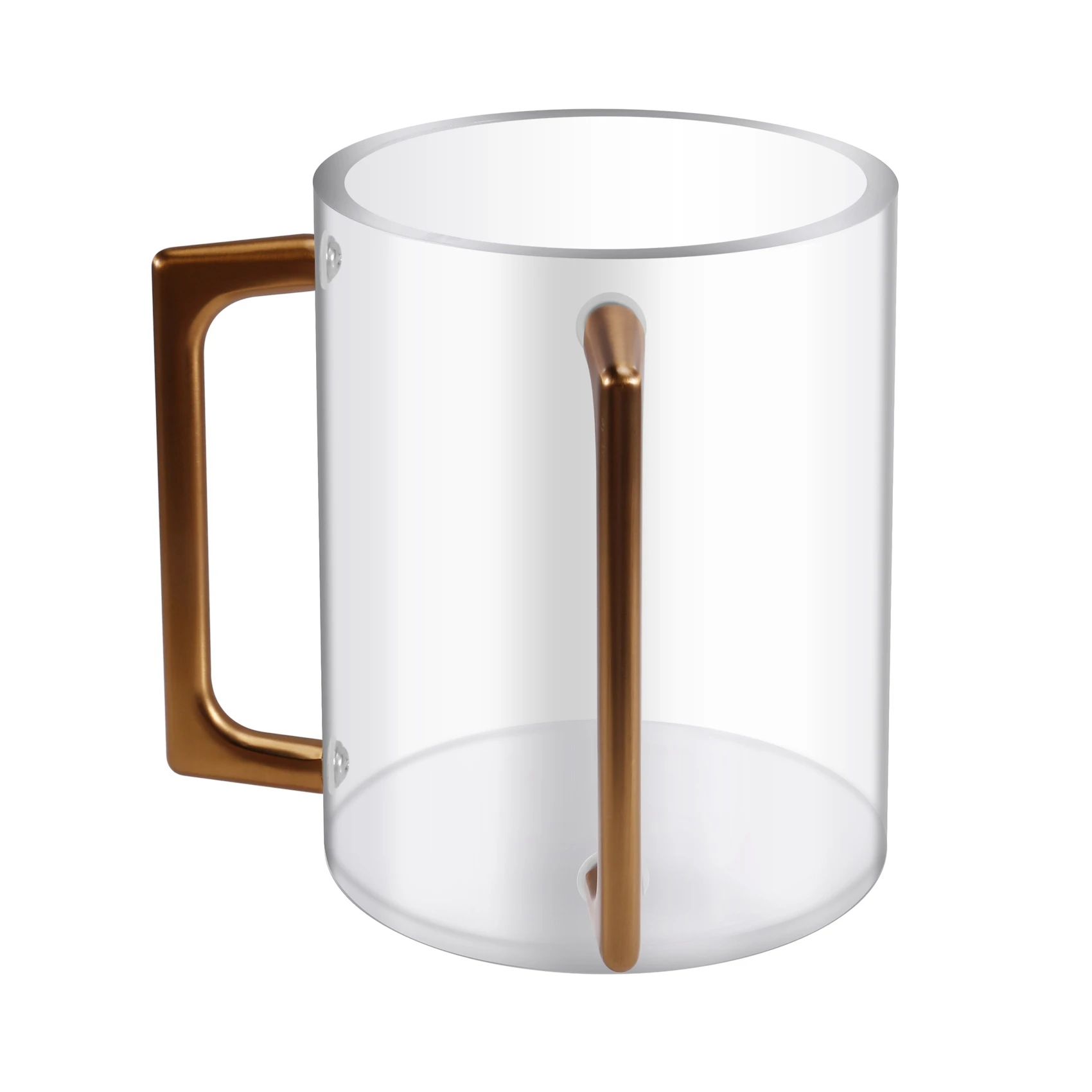 ABVJ-Hand Washing Cup Acrylic Cylindrical Washing Cup Hand Wash Cup With Two Metal Handles For Jewish Prayer Wash Cup Bronze