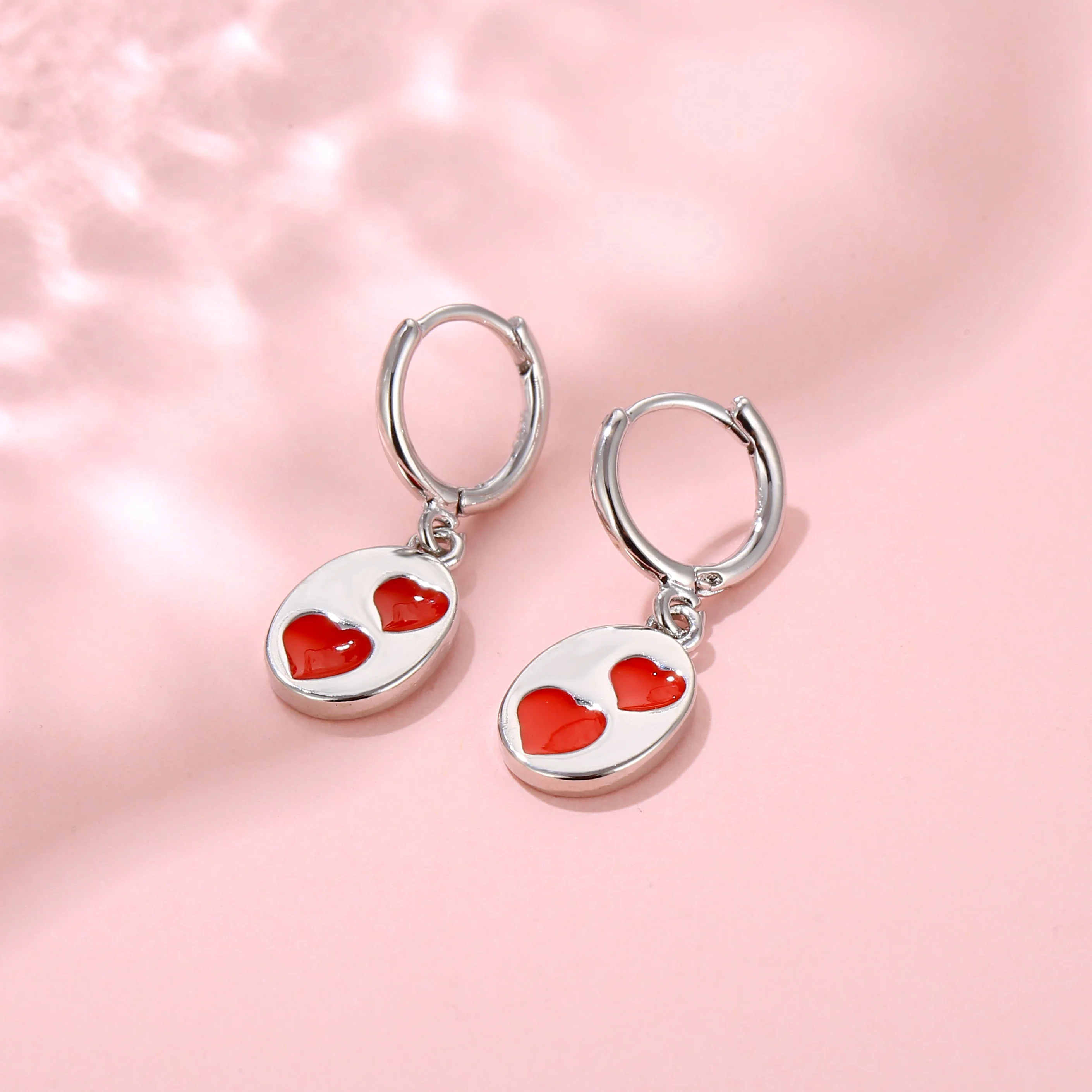 Korea New Trendy Red Enamel Love Earring Simple Temperament Red Wild Personality Charm Earrings Ear Jewelry Gifts Wholesale