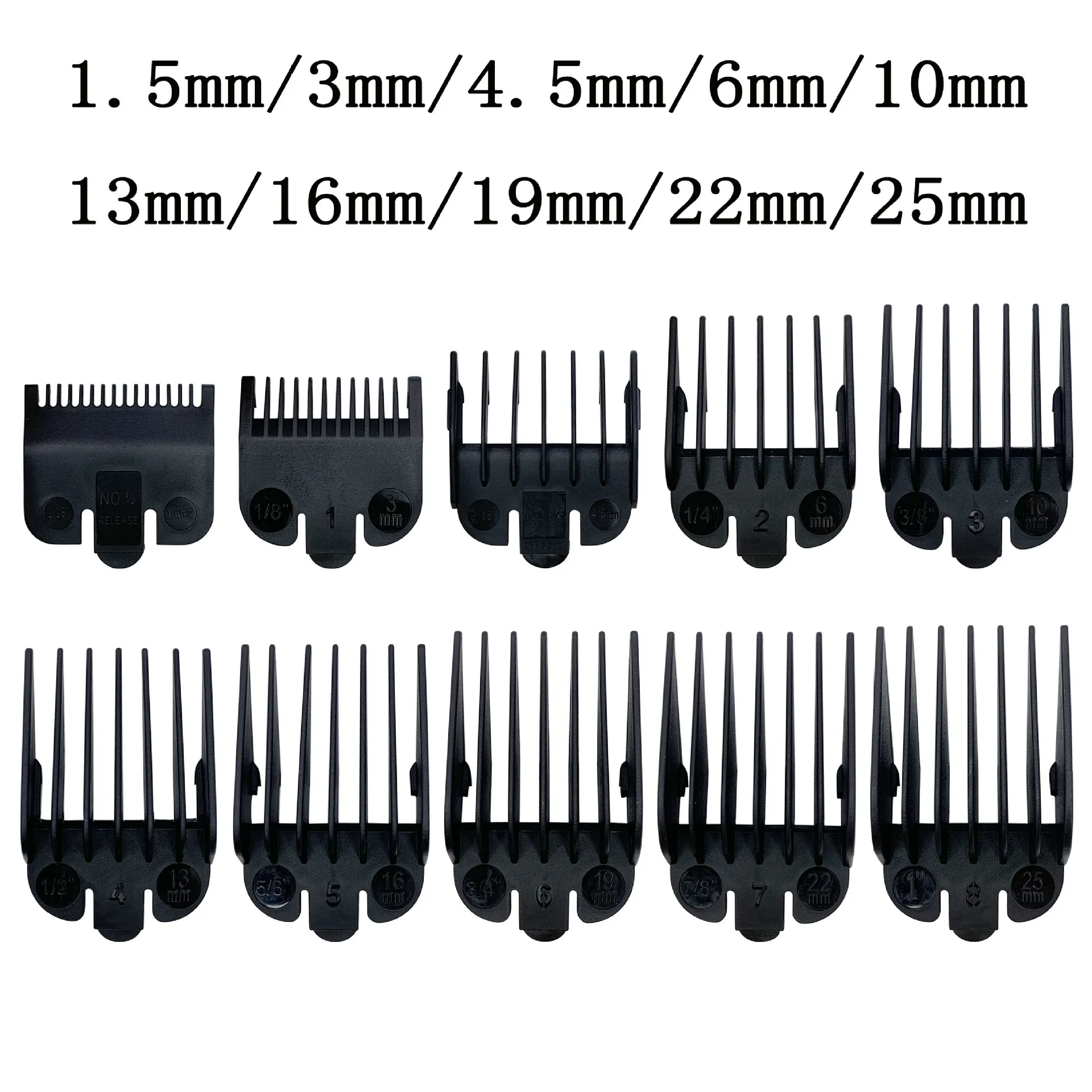 2/8/10PCS 1.5-25mm Universal Limit Guide Comb for Hair Clippers Trimmer Guards Attachment Hair Beard Trimmers Blade Barber Tools