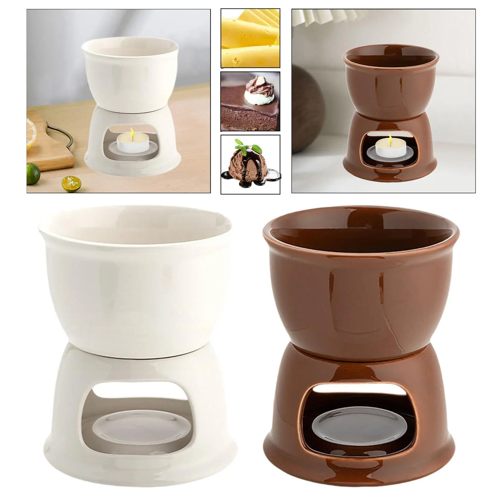 

Chocolate Fondue Pot Tea Light Ceramic Melting Pot Butter Warmer Snack for Home Wedding Party Dinner Kitchen Caramel Appliances