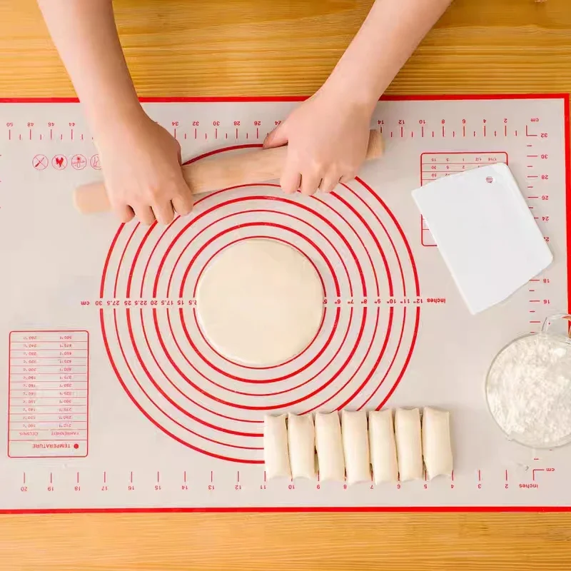 CANBOUN 50x60cm Non-slip Silicone Pastry Kitchen Mat Extra Large Baking Mat Counter Dough Rolling Mat Oven Liner Fondant Pie Cru