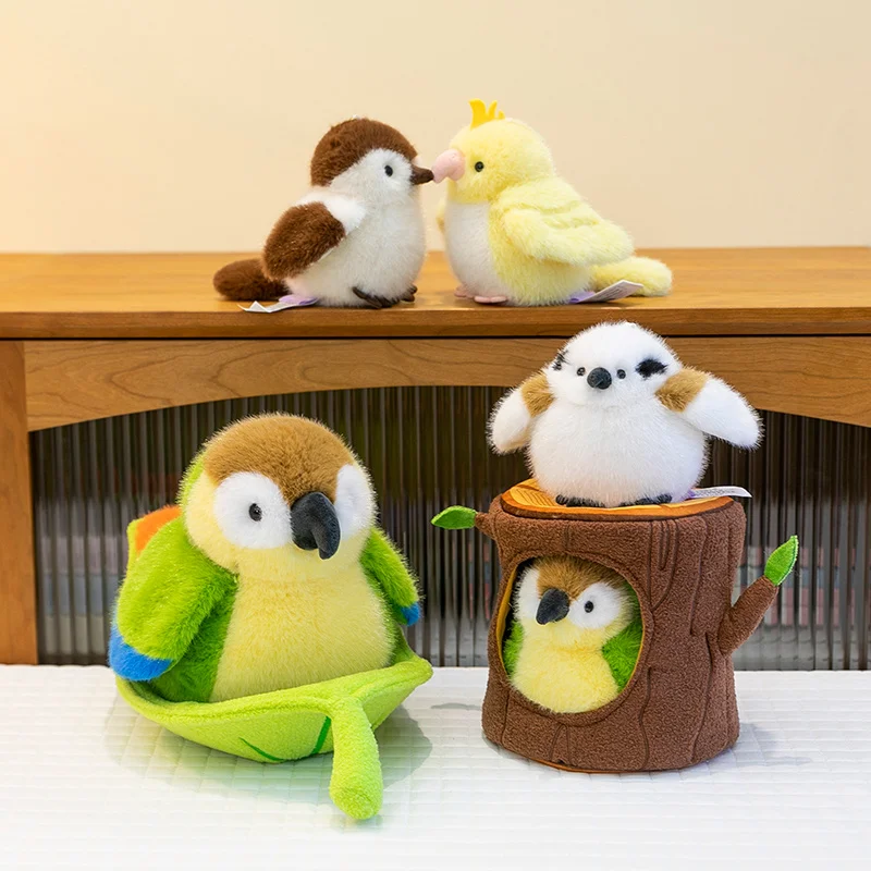 Creative Lifelike Bird Nest Tree House Plush Doll Bird And Nest or Leaf Combination Plush Toy Birthday Gift For Boy Girls Decor