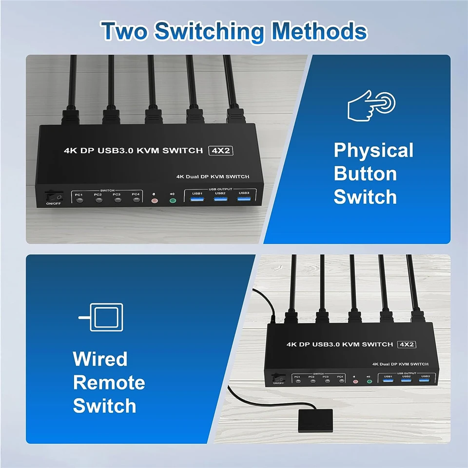 Navceker KVM Switch 4 PC 2 Mon - Hdmi Kvm Switch 4 Port Dual Monitor review and price