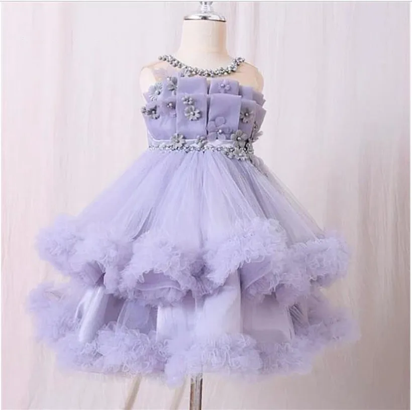 

New Arrival Ball Gown for Girls Pageant Gown Tiered Tulle One Shoulder Long Flower Girl Dress Children Wedding Party Gown