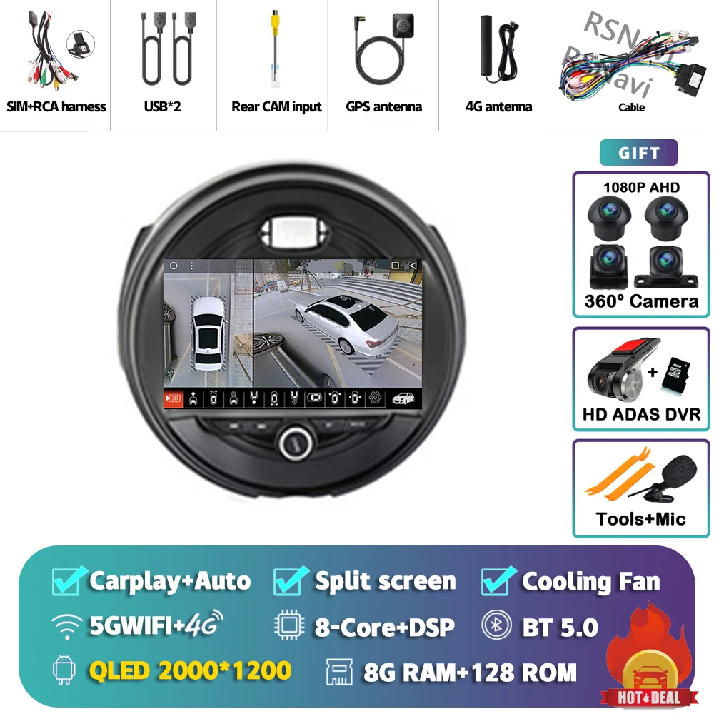 Android 15 Carplay Auto 2K Scherm Autoradio Multimedia Speler Voor BMW MINI Cooper F54 F55 F56 F60 2015 - 2019 Autoradio Stereo